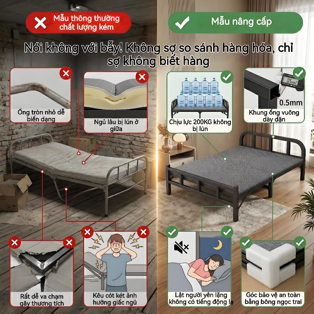 ALVIN Giường gấp gọn hàng nhập khẩu Thoải Mái êm ái tháo lắp tiện lợi giường gấp gọn thông minh 1m9 | BigBuy360 - bigbuy360.vn