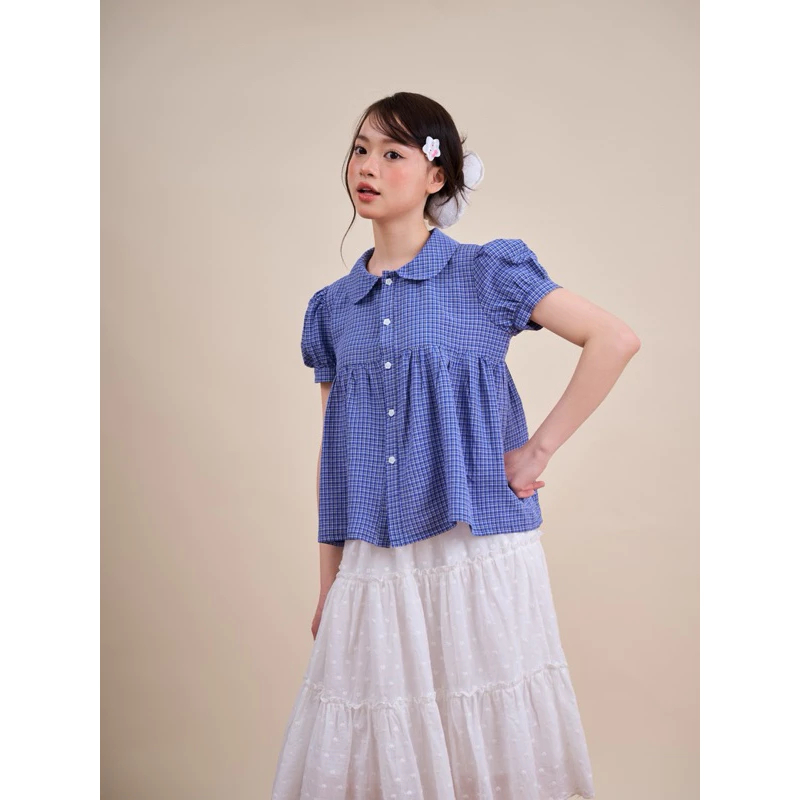 Áo Babydoll Kẻ Caro Nhỏ Cổ Sen Tay Bồng Chất Thô Cotton, Áo Sơ Mi Nữ Kiểu Dễ Thương [ Dead Mở Bán Giá Tri Ân ] | BigBuy360 - bigbuy360.vn