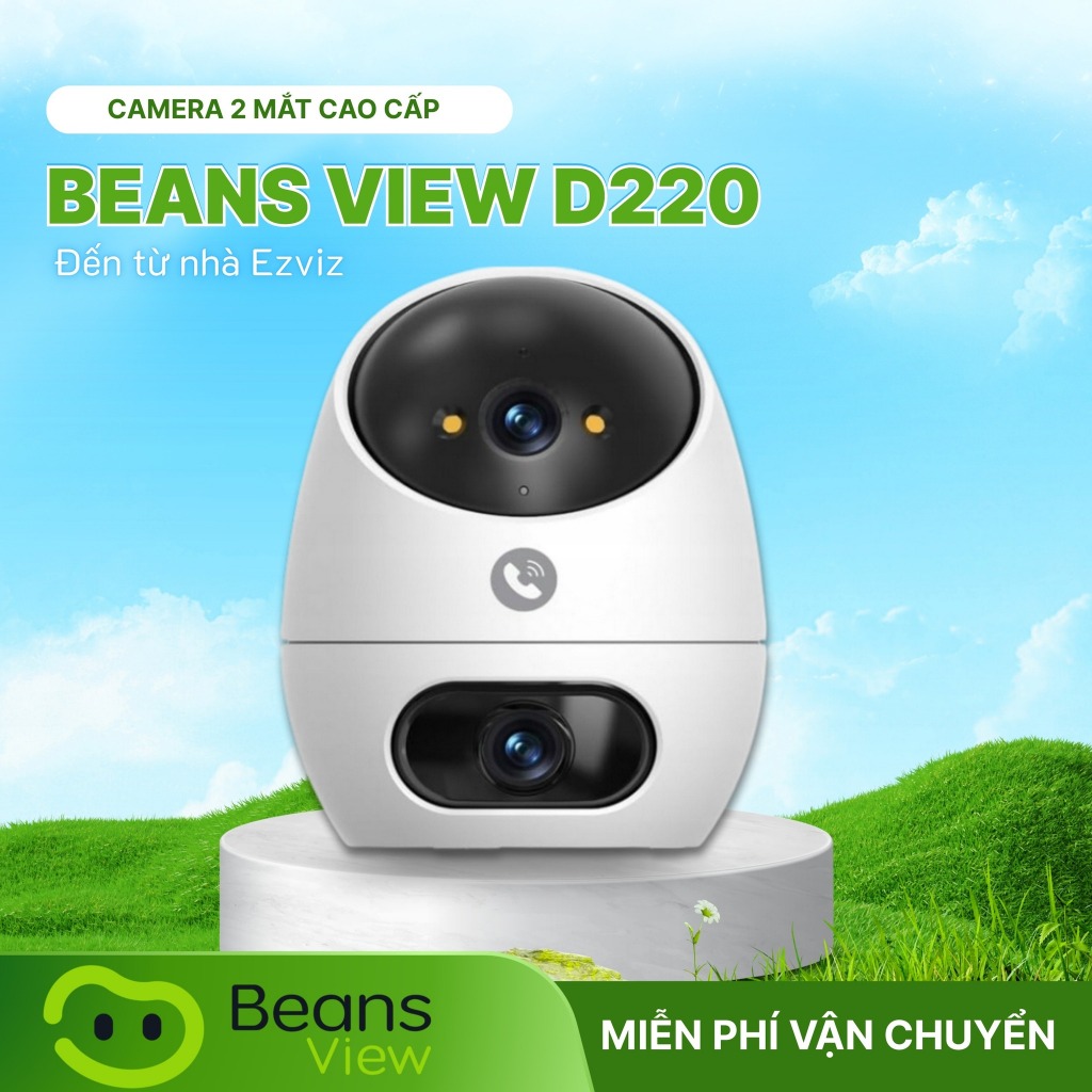 Camera Wifi BeansView 2 Mắt D220 (3MP + 3MP)/(5MP + 5MP Trong Nhà, Ống Kính Kép, Tích Hợp Nút Gọi, X