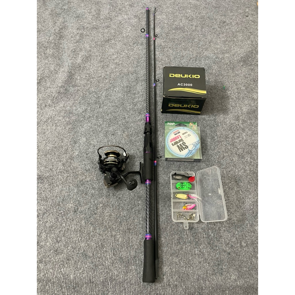 COMBO LURE CÁ SẤU ĐỨNG KÈM MÁY DEUKIO AC3000 TẶNG HỘP MỒI VÀ DÂY DÙ VÀ KHOÁ LINK