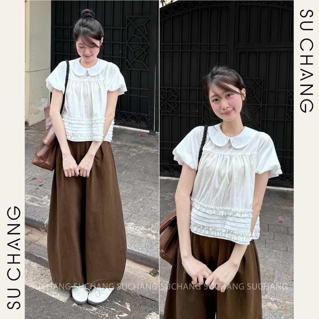 Áo Cổ Sen Tay Bồng Bèo Dưới Xếp Ly A860 Su Chang Thời Trang Nữ | BigBuy360 - bigbuy360.vn