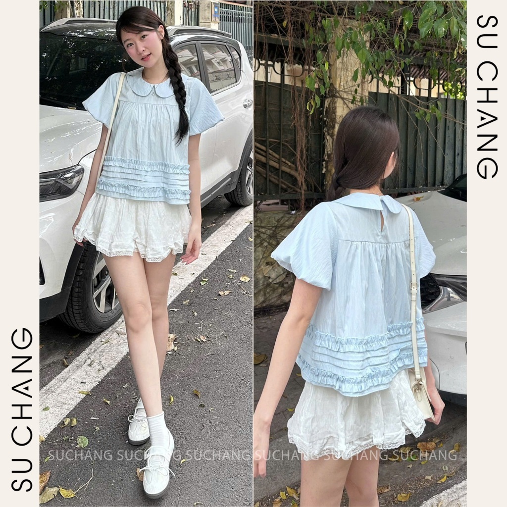Áo Cổ Sen Tay Bồng Bèo Dưới Xếp Ly A860 Su Chang Thời Trang Nữ | BigBuy360 - bigbuy360.vn