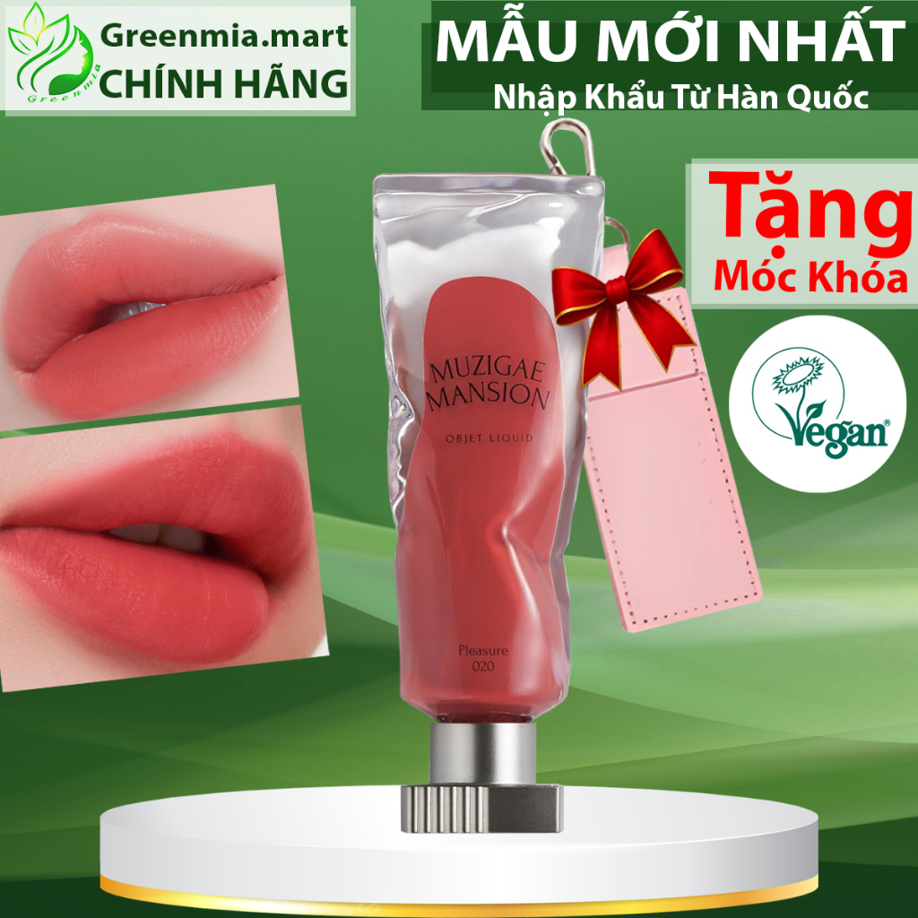 [TẶNG MÓC TREO] Son Muzigae Mansion Thuần 020 Pleasure Coral Pink màu hồng cam san hô tươi trẻ