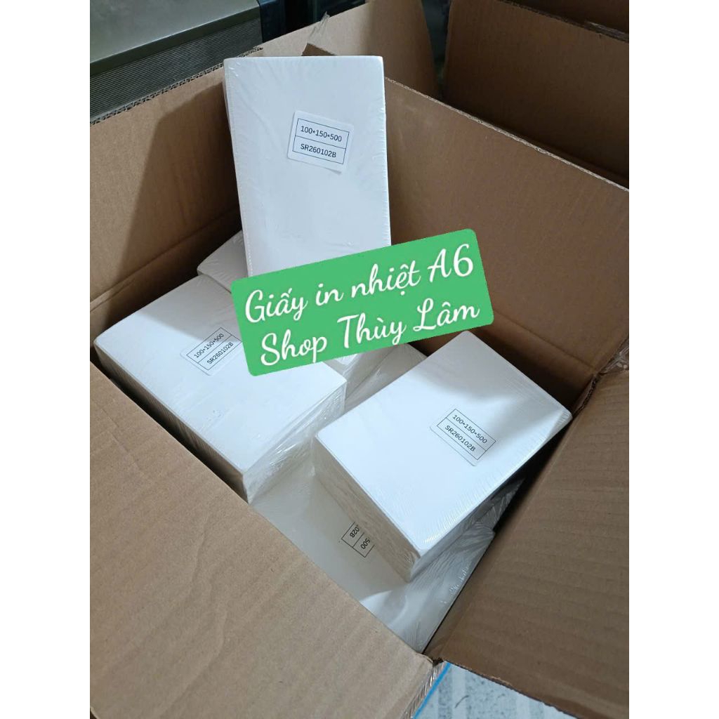 Giấy in nhiệt A6 tệp 500 tờ, Tem nhiệt a6 in đơn Shopee - Giấy in đơn hàng TMĐT