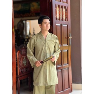 La Hán thầy vải tixi đồ bộ nam vải không nhăn cao cấp