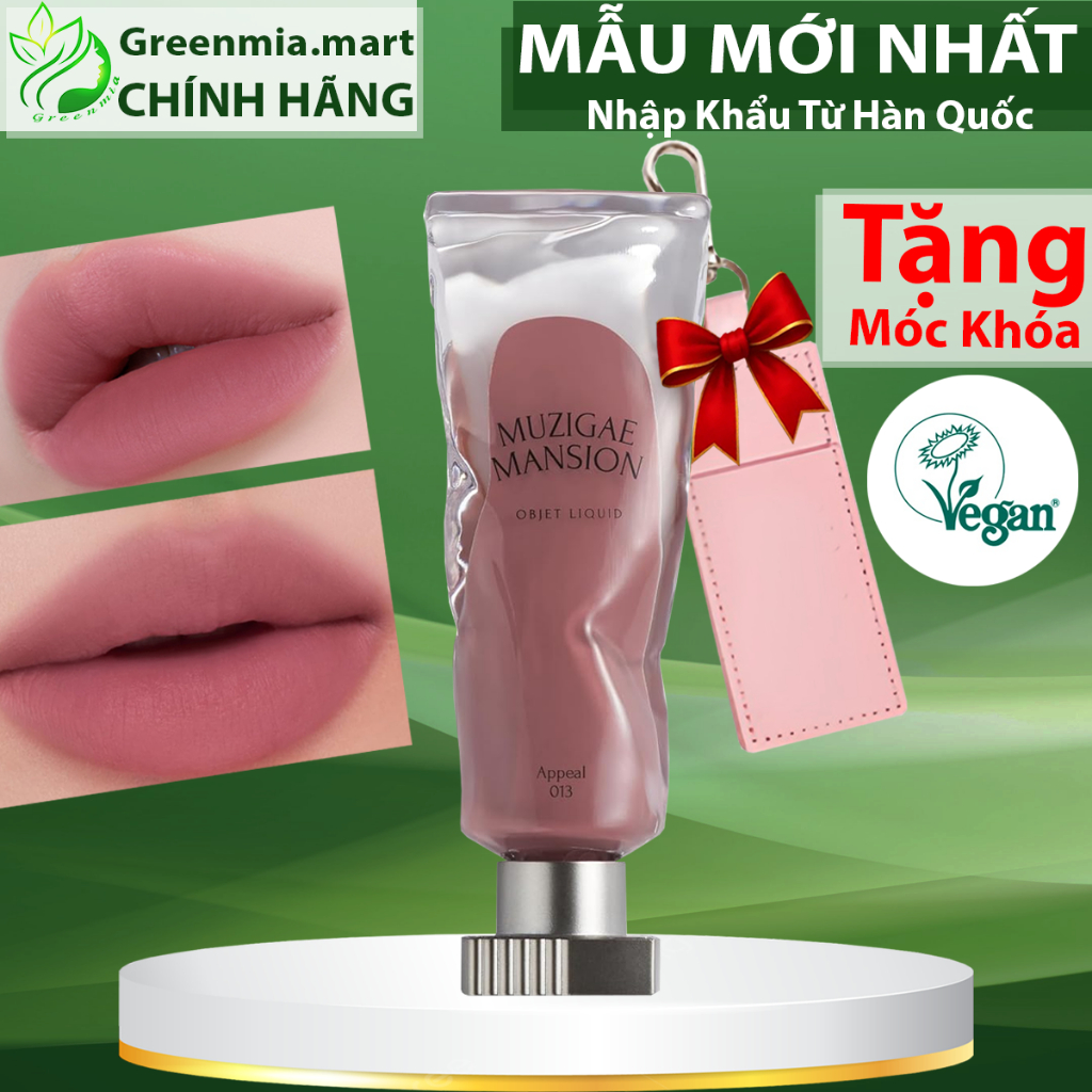 [TẶNG MÓC TREO] Son Muzigae Mansion Objet Liquid 013 Appeal Màu Hồng Tím Son Hữu Cơ Thuần Chay