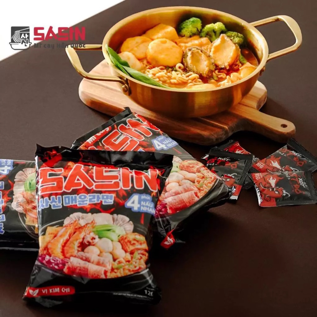 combo 5 gói mì cay sasin giá rẻ tặng 5 ớt độ