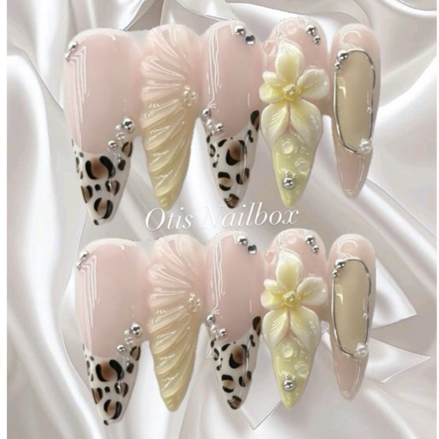 NAILBOX thiết kế tone vàng da beo mùa hè đi biển summer nailbox design đủ size (XS/S/M/L) -OTIS NAIL