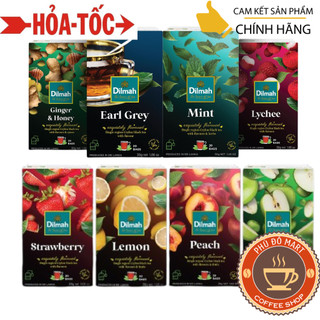 Trà đen dilmah túi lọc vị hương dâu, đào, bạc hà, táo hộp 20 túi lọc
