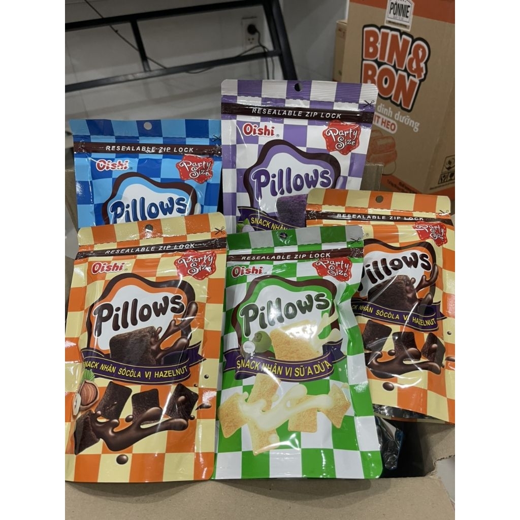 Bánh Snack Nhân Kem Pillows Oshi Nhiều vị Túi Zip 80g