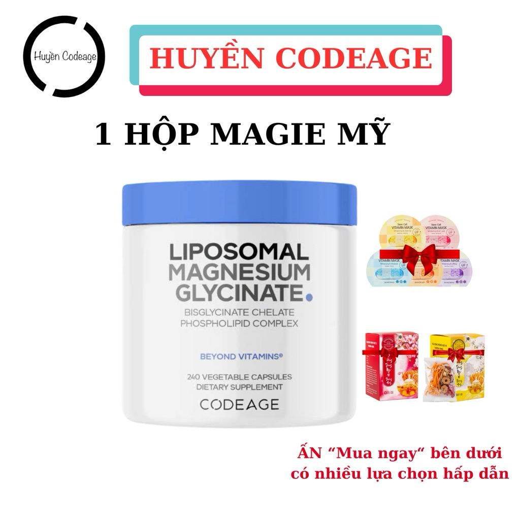 Viên bổ sung ( MAGIE-CODEAGE )  Codeage Liposomal Magnesium Glycinate 240 viên - (Huyền Codeage )