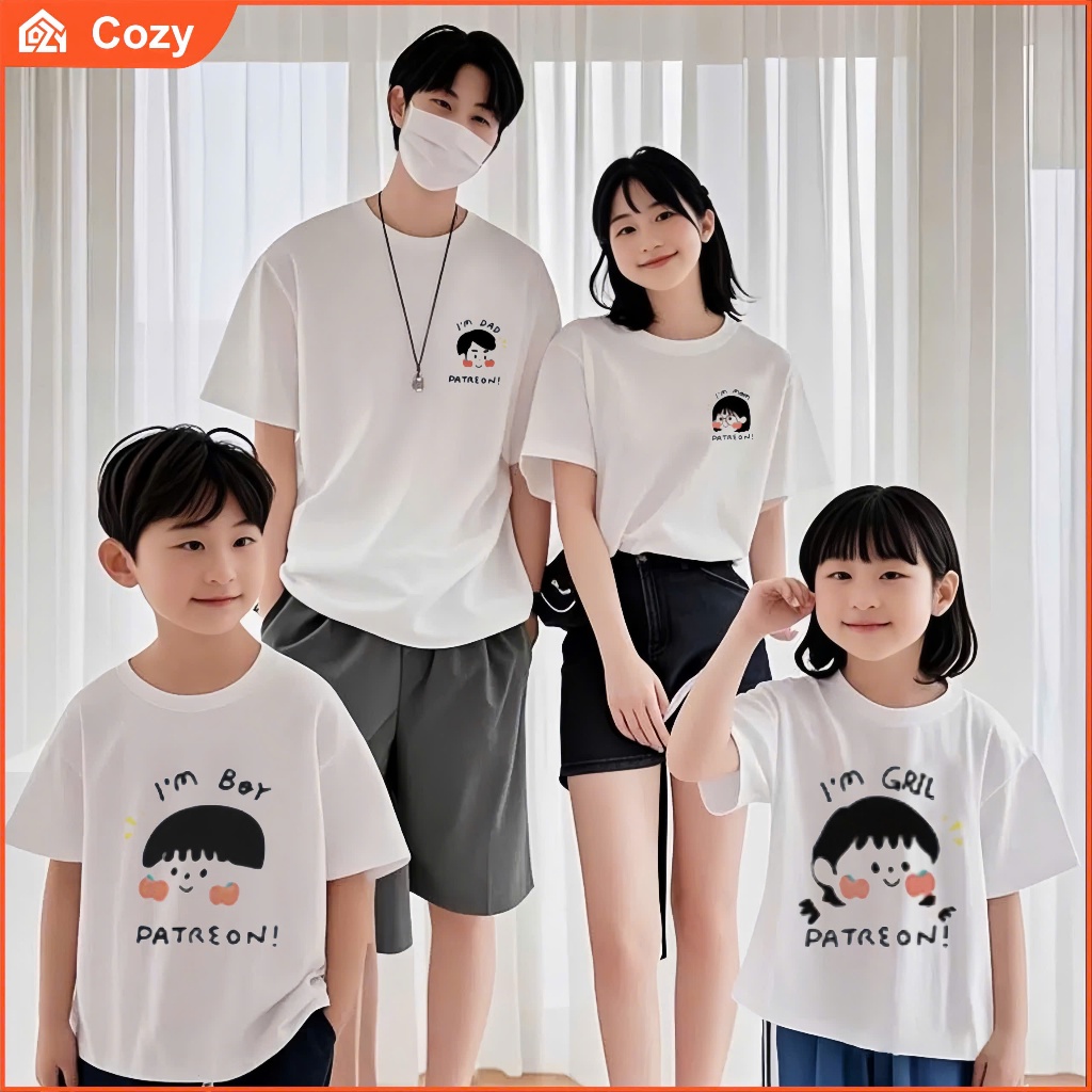 Áo Gia Đình 3/4/5 Người Mẫu Chibi PATREON Dễ Thương Chất Vải Thun Cotton Co Giãn Dày Mềm Mịn Đủ Size