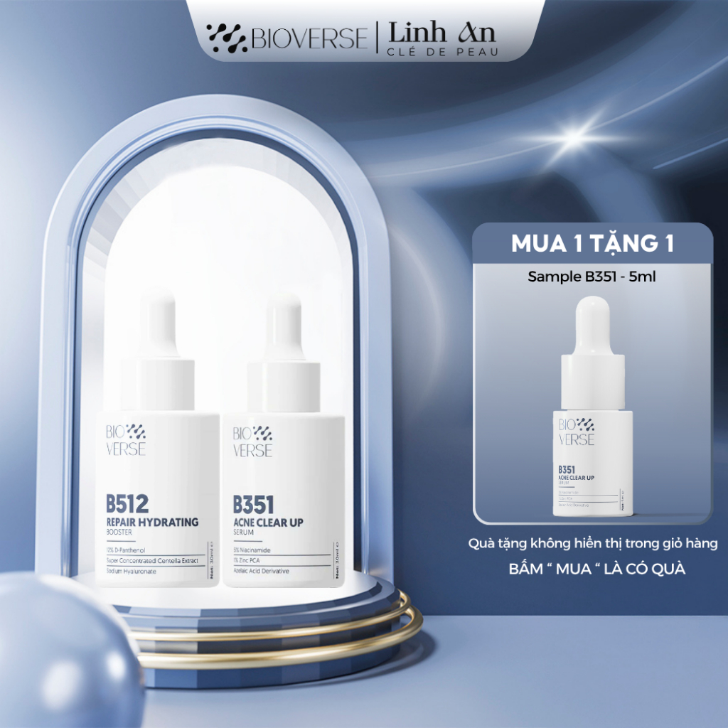 Bộ đôi phục hồi & sáng mịn da (B512 Repair Hydrating Booster + B351 Acne Clear up Serum)