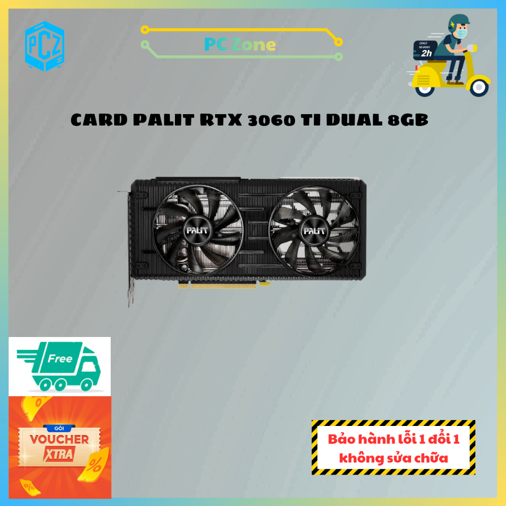 VGA - Card màn hình máy tính Palit RTX 3060 Ti Dual 8 GB GDDR6 - 2ND
