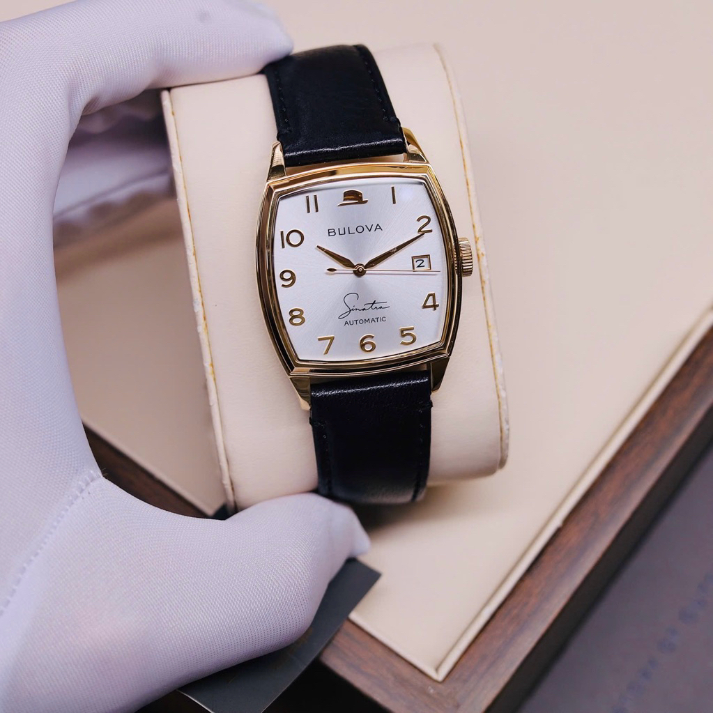Đồng hồ nam dâyv da Bulova Frank Sinatra Automatic Young At Heart 97B197 97B198