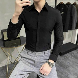 Sơ Mi Nam Đấu Khuy Gấp Hộp [ B-SHOP] Form Body Hàn Quốc Vải Dày Mịn Không Nhăn Áo Sơ Mi Trắng Đen Cao Cấp Sang Trọng