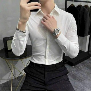 Sơ Mi Nam Đấu Khuy Gấp Hộp [ B-SHOP] Form Body Hàn Quốc Vải Dày Mịn Không Nhăn Áo Sơ Mi Trắng Đen Cao Cấp Sang Trọng