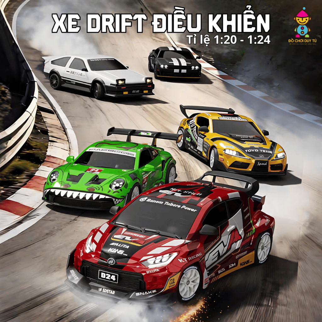 Xe Drift điều khiển từ xa 1:20 4WD pin sạc 2.4G LED - RC MINI DRIFT CAR