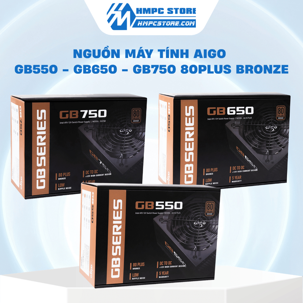 Nguồn máy tính AIGO GB550 - GB650 - GB750 80 PLUS Bronze | Bảo hành 60 tháng