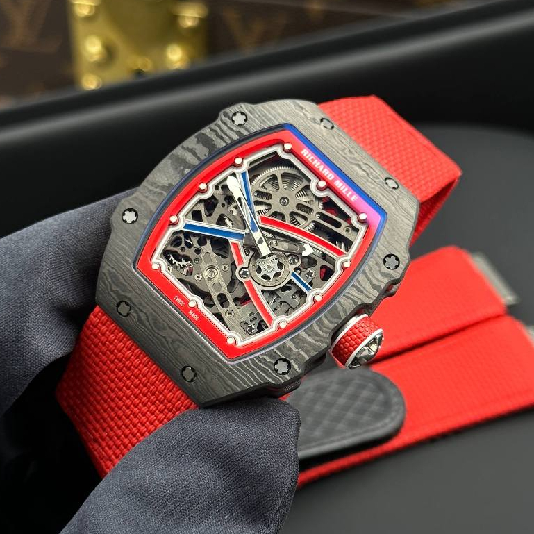 Ri.chard Mile RM67-02• Size 38.7x47.52mm • Độ dày 7.8mm • Máy CRMA7 SC | Carbon siêu nhẹ | Đỏ đen 1