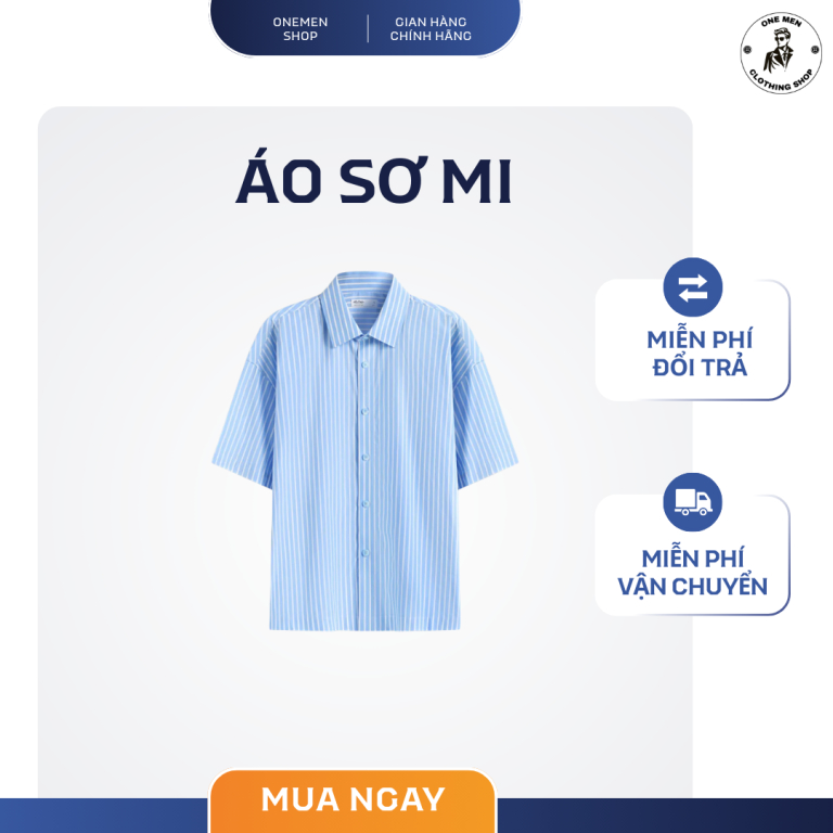 Áo Sơ Mi Tay Ngắn Sọc Xanh Regular – SM202