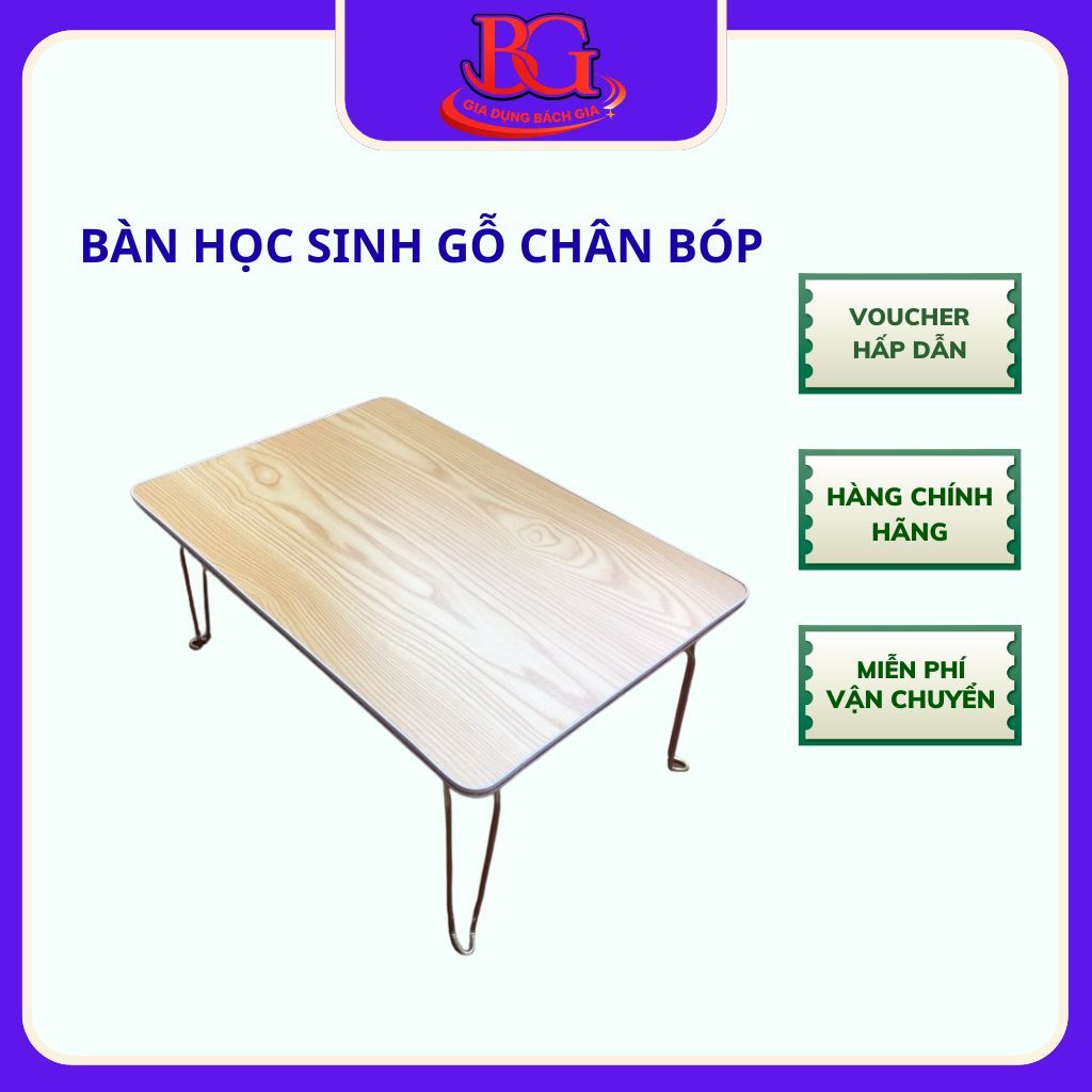 Bàn học sinh mặt gỗ, bàn sinh viên gấp gọn hoạ tiết vân gỗ cao cấp kt dài 60cm rộng 40cm cao 30cm