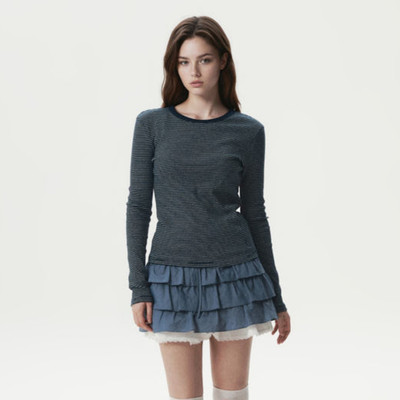 Áo Thun WHO.A.U Ribbed Long Sleeve T-shirt_WHLAG2321F