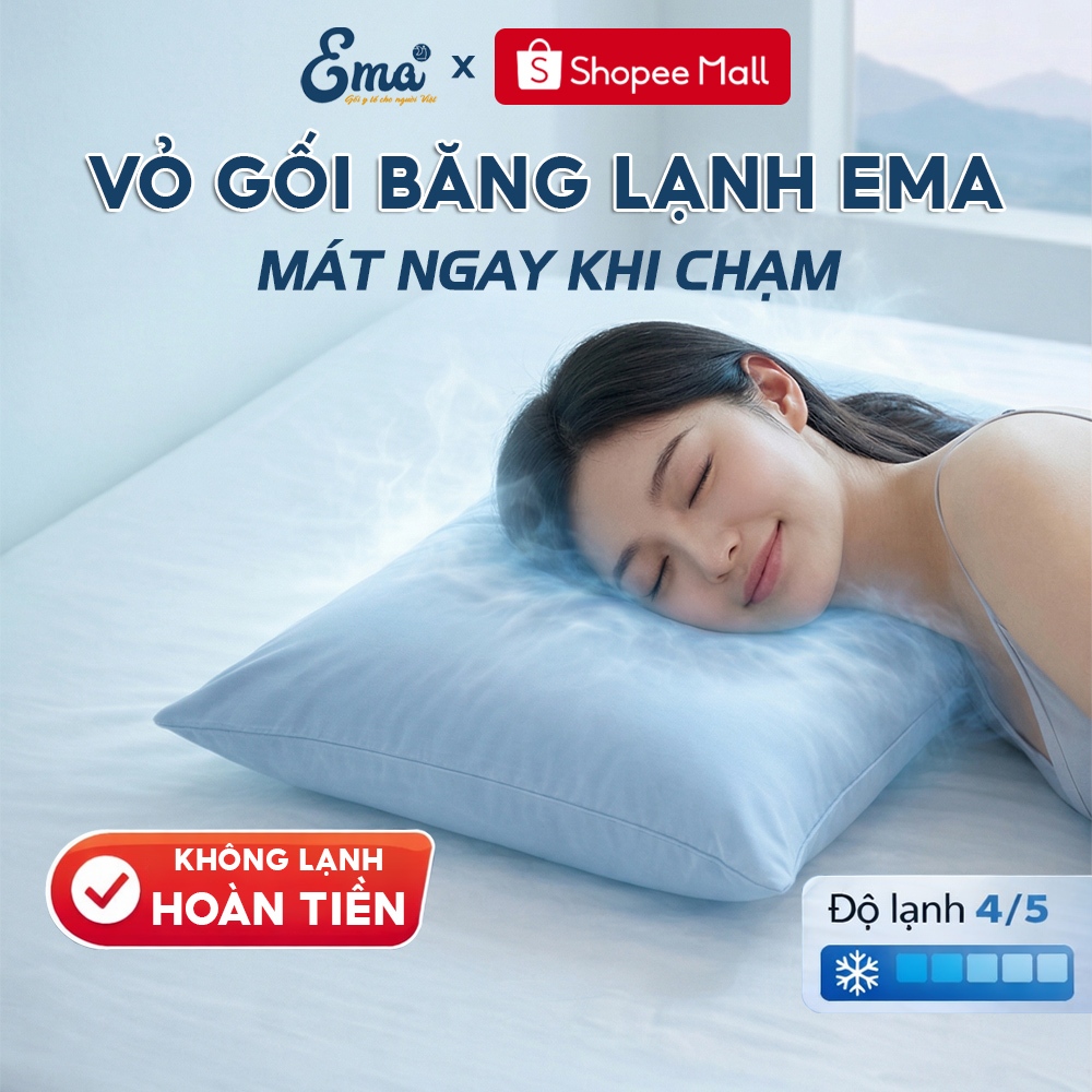 Vỏ Gối Nằm Siêu Mát Lạnh EMA Nhiều Màu Nhiều Size, Bọc Áo Gối Mùa Hè Ngủ Mát Cả Đêm Không Bí Nóng | BigBuy360 - bigbuy360.vn