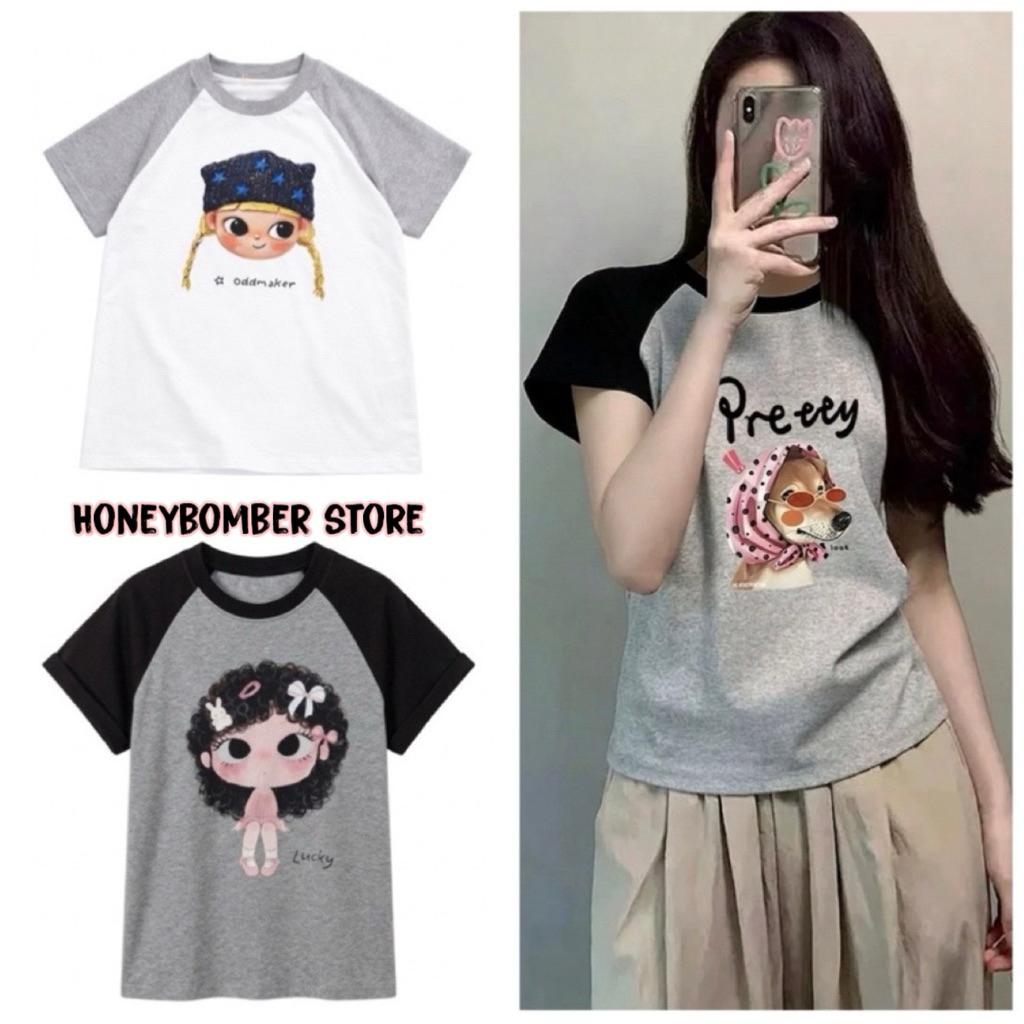 Áo Thun baby tee Hình In Cute Dễ Thương [FREESHIP]🌸Áo Thun Nữ Cotton Co Dãn Phong Cách Ulzzang🌸 | BigBuy360 - bigbuy360.vn