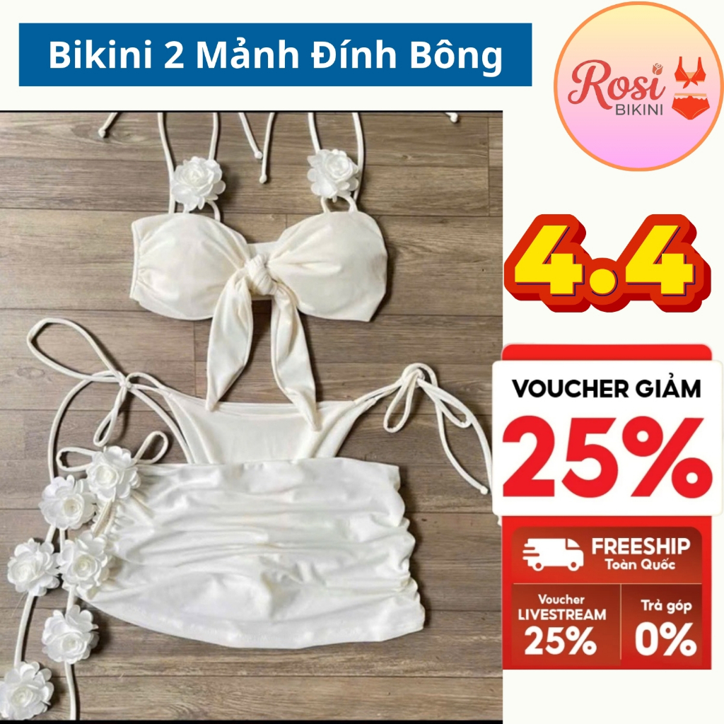 BiKiNi H.T Sét 3 Chi Tiết Bikini Đi Biển Đính Bông Nữ Tính Quyến Rũ Full Màu | BigBuy360 - bigbuy360.vn