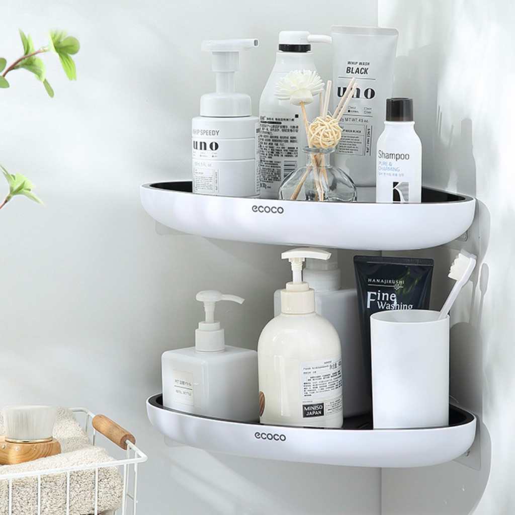 Kệ góc tường phòng tắm dán cường lực Ecoco, kệ góc vuông 90 độ dán tường Ecoco - ECOCO 2030