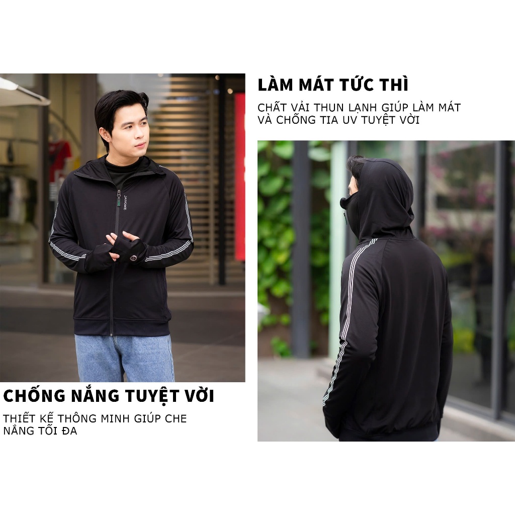 Áo chống nắng nam JANOME 2 lớp vải thơm kháng khuẩn cao cấp