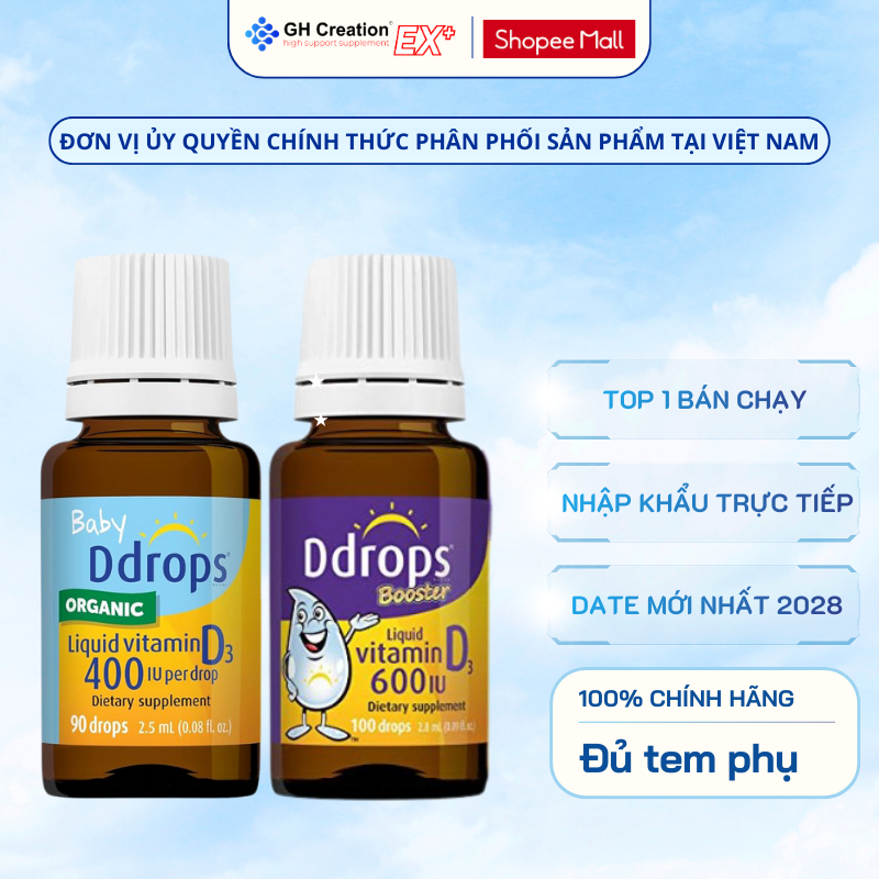 Ddrops Vitamin D3 thuần Organic dạng lỏng hỗ trợ chắc khỏe xương và tăng cường hệ miễn dịch cho bé 4