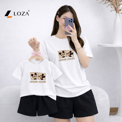 Set đồ đôi mẹ và bé in hình MICKEY chất liệu thun cotton Loza BP636-SB636