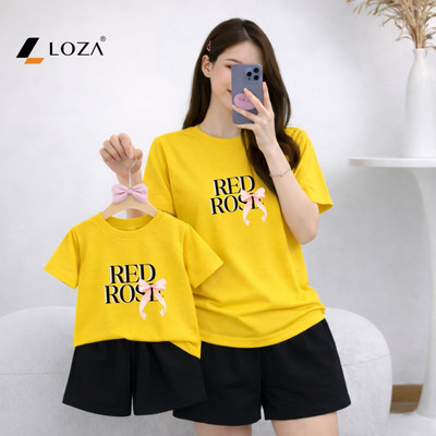 Set đồ đôi mẹ và bé in chữ RED ROSE chất liệu thun cotton Loza BP635-SB635
