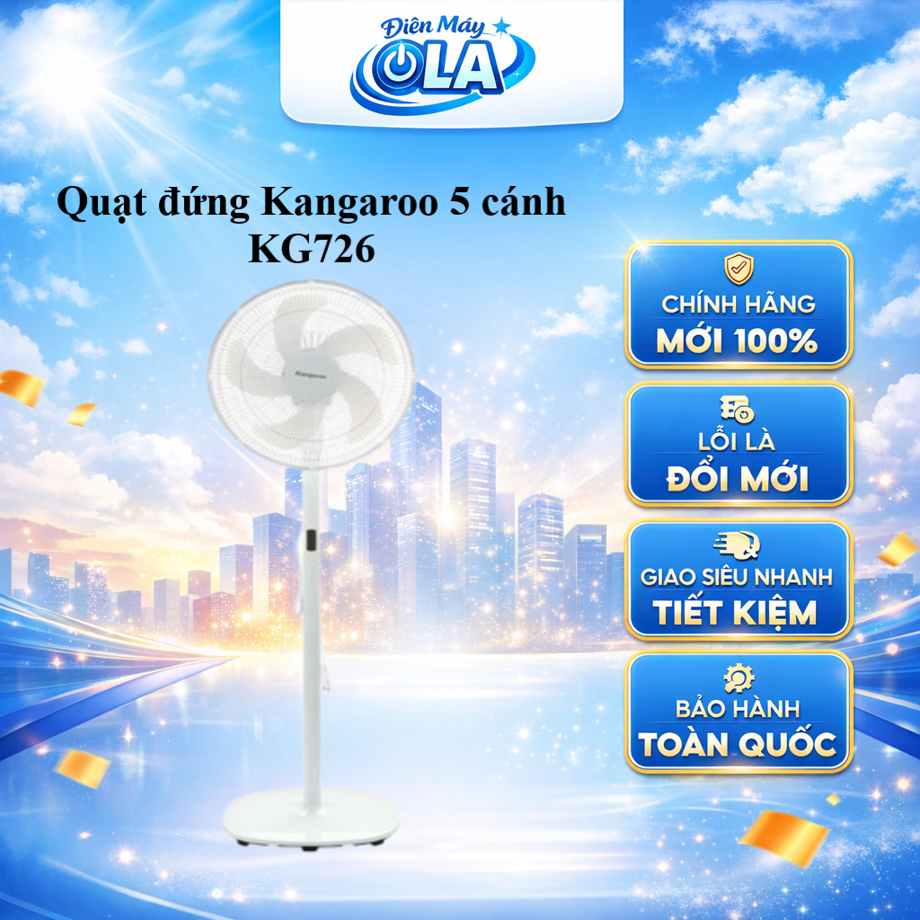 KG726  - Quạt đứng Kangaroo 5 cánh 45W KG726 - GIAO TOÀN QUỐC