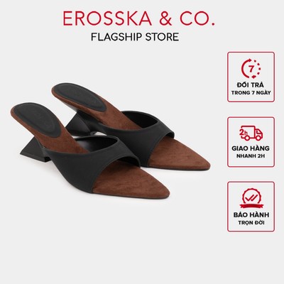 Erosska - Guốc cao gót nữ mũi nhọn kiểu dáng trendy chất liệu satin lụa êm mềm cao 5cm - EM155