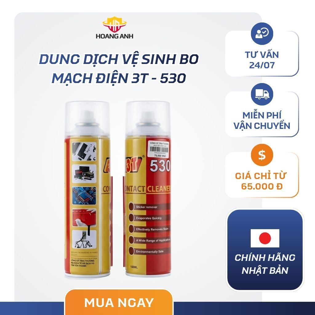 Chai Xịt Vệ Sinh Bo Mạch 3T 530 Chính Hãng – Làm Sạch PCB, Mainboard, Không Dẫn Điện, Bay Hơi Nhanh