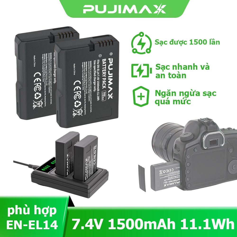 Pin máy ảnh PUMAX EN-EL14 EN-EL14a cho Nikon P7800 P7700 P7100 P700 pin lithium bền sạc ổn định