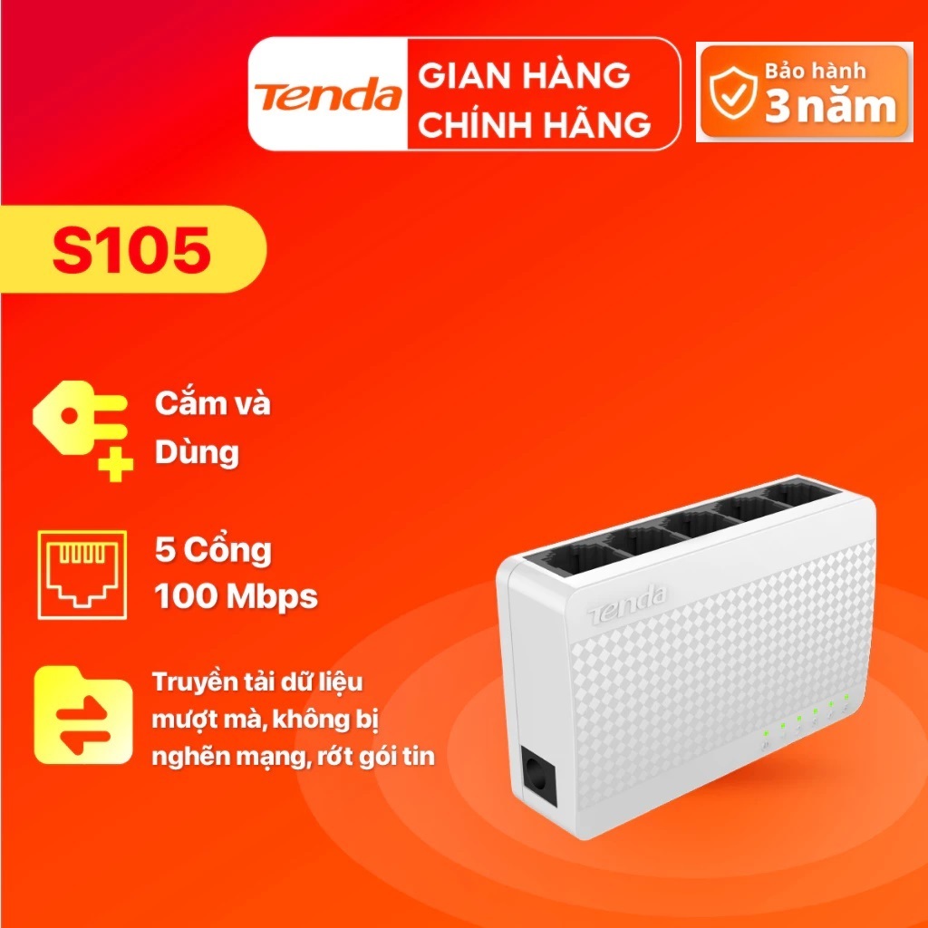 Switch Tenda S105/ S108 ( Bộ Chia Mạng Lan 5 cổng RJ45 chính hãng Tenda S105/ Tenda S108 ) - Bảo Hàn