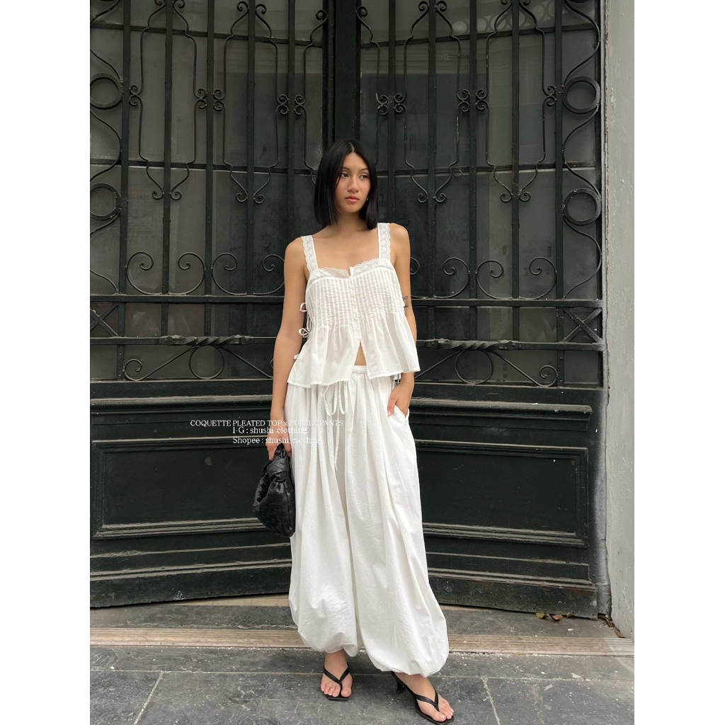 𝐂𝐨𝐪𝐮𝐞𝐭𝐭𝐞 𝐏𝐥𝐞𝐚𝐭𝐞𝐝 𝐓𝐨𝐩 | Áo Cotton Pha Ren Cột Hông ( ảnh chính chủ )