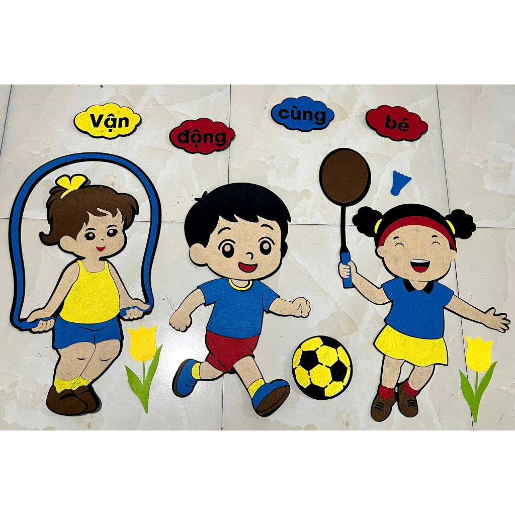 Tranh Nỉ Dạ Trang Trí Mầm Non - Góc Vận Động Cùng Bé