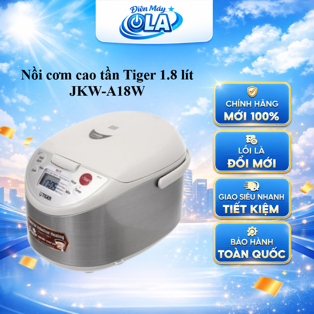Nồi Cơm Điện Cao Tần Tiger 1.8 lít JKW-A18W - BẢO HÀNH CHÍNH HÃNG - GIAO TOÀN QUỐC