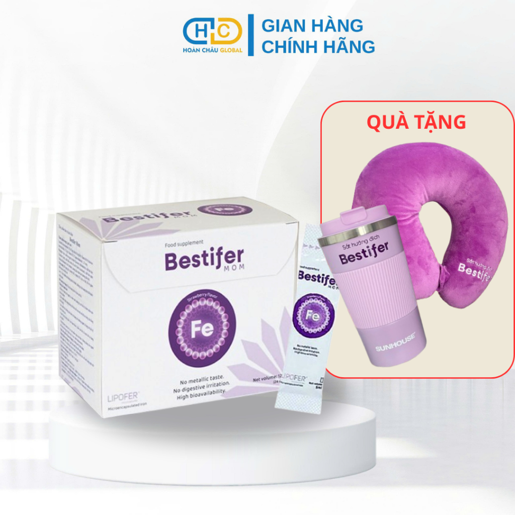 Sắt hướng đích Bestifer Mom - Bổ sung sắt cải thiện thiếu máu cho mẹ Bầu - Hộp 24 gói