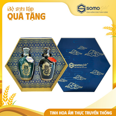 Hộp quà SUM VẦY 2 CHAI | Tây Dương Sâm Tửu + Minh Mạng Tửu - Bình sứ Bát Tràng - 500ml