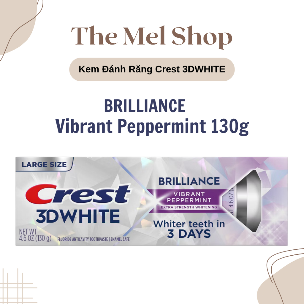 Kem Đánh Răng Crest 3DWhite Brilliance Vibrant Peppermint Toothpaste 130g