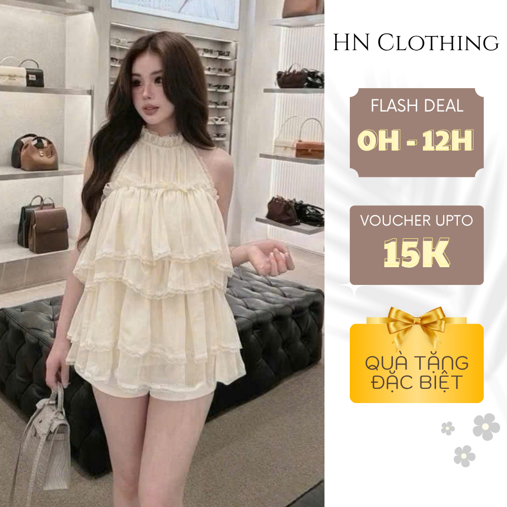 Áo babydoll tầng cổ yếm nữ bèo nhiều tầng dáng rộng tiểu thư nhẹ nhàng hot trend A3 HN Clothing
