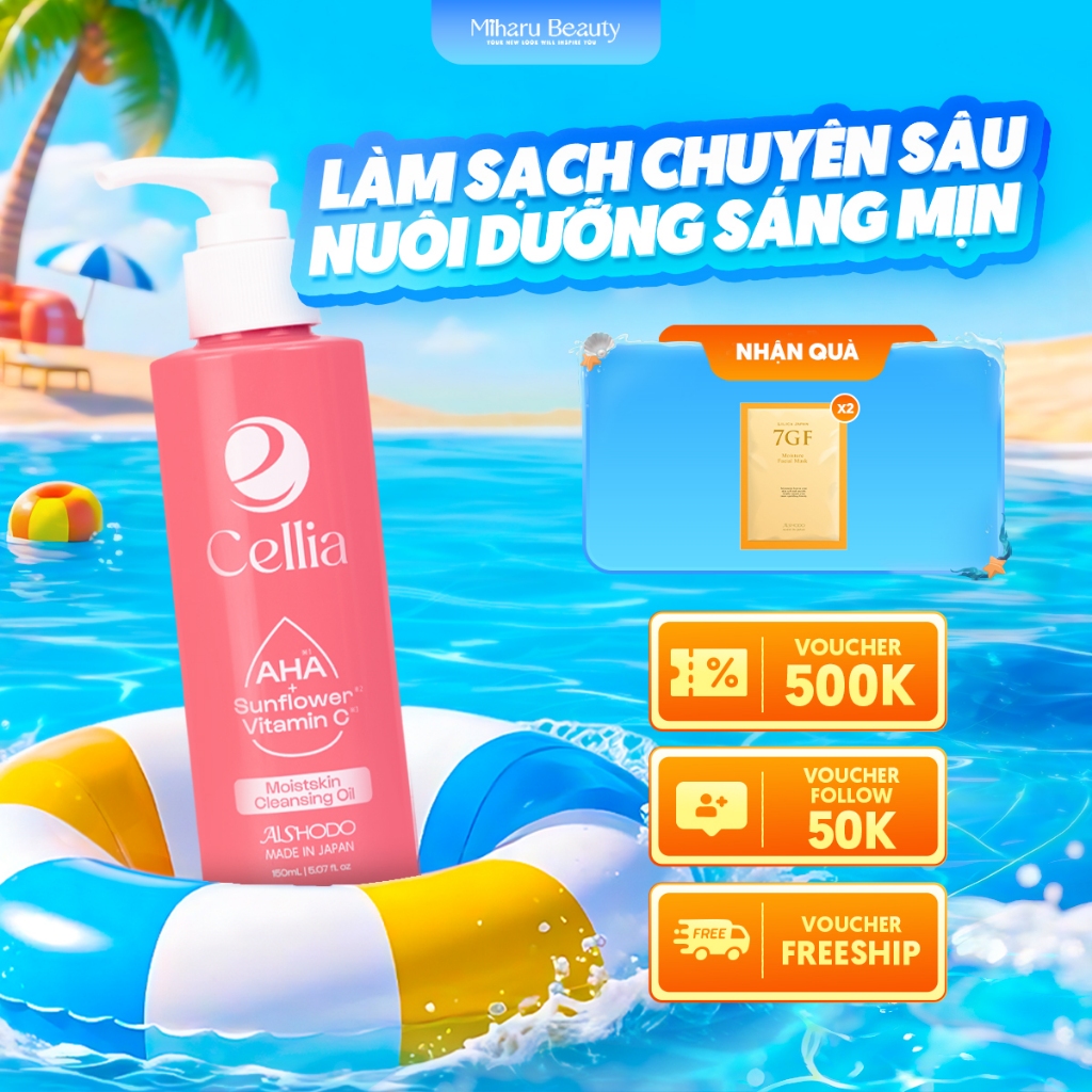Dầu tẩy trang hoa hướng dương sạch sâu, giảm nhờn & mụn đầu đen - Cellia Moistskin Cleansing Oil 150