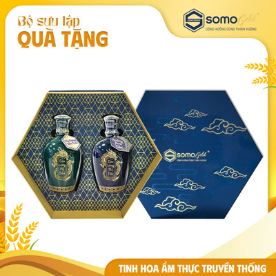 Hộp quà SUM VẦY 2 CHAI | Tây Dương Sâm Tửu + Hoàng Hoa Tửu - Bình sứ Bát Tràng - 500ml