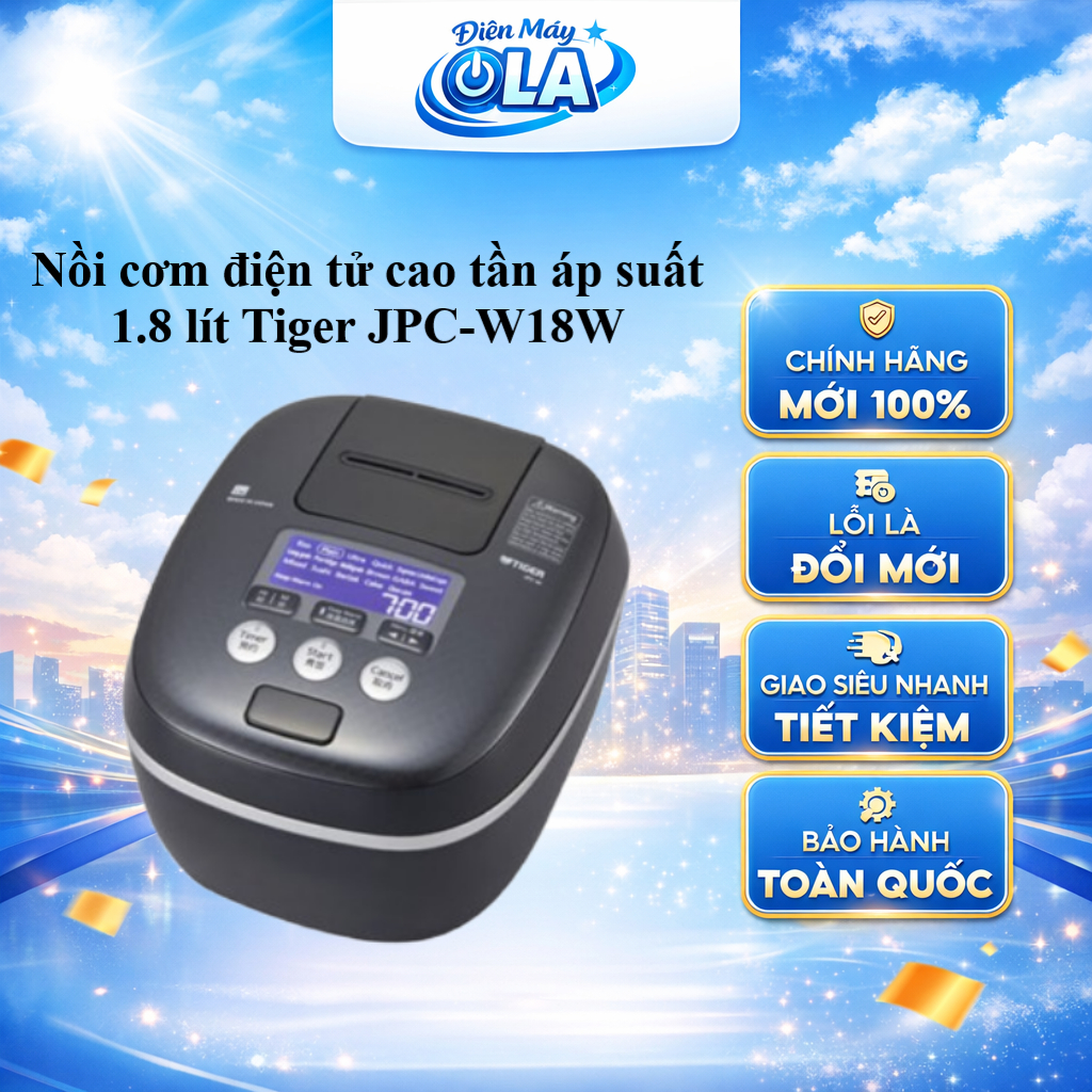JPC-W18W - NỒI CƠM ĐIỆN CAO TẦN TIGER JPC-W18W 1.8L - Bảo Hành Chính hãng